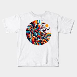 Wild Rhythms: Abstract Nature Fusion Art Kids T-Shirt